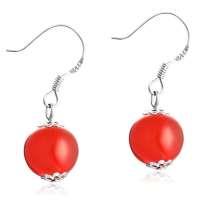 佰色传情925银镶天然红玛瑙耳环BYE128