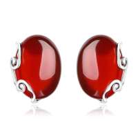 佰色传情925银镶红玛瑙耳钉 国品BYE125
