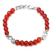 佰色传情925银镶红玛瑙手链 中国红BYS031