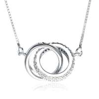 佰色传情韩版925银镶锆石项链 柏拉图BYX010