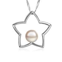 佰色传情AAA级925银镶天然珍珠吊坠五角星BZD091赠银链
