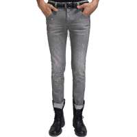 PEACE BIRD太平鸟修身直筒磨白做旧牛仔裤82211426005(灰色/L码)