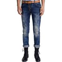 PEACE BIRD太平鸟韩版潮磨白时尚潮牛仔裤82211416001(牛仔蓝/S码)