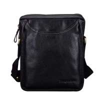 哈根德斯/haagendess男士休闲时尚真皮牛皮竖款单肩斜挎包HA-20154A黑色