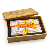 天福茗茶 喇嘛金银贡茶 云南特产精制生熟茶砖 900g竹制礼盒
