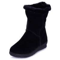 皮尔世绅雪地靴短靴可爱磨砂皮保暖靴子可爱女靴厚底8891，黑色，36码