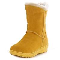 皮尔世绅雪地靴短靴可爱磨砂皮保暖靴子可爱女靴厚底8891，浅黄，37码