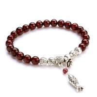 千美物语 天然天然石榴石藏银小鱼手链养颜美容 潮流色
