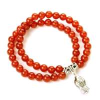 千美物语 天然红玛瑙手链 搭配藏银小鱼 特色中国红 美容养颜
