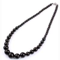 千美物语 天然墨西哥黑曜石塔链 魅力黑色