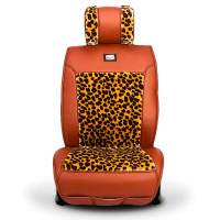 『爱图腾』秋冬季新款座垫 汽车坐垫 豹纹毛绒皮革 王者归来A款 卡宴色 (六片装)