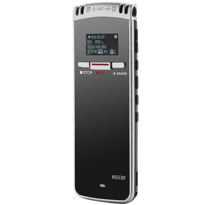 爱国者(aigo)R5530录音笔 高清降噪 6.6mm轻薄机身 带背夹 8GB 黑色