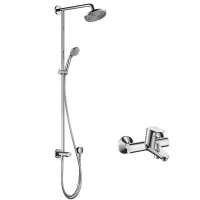 汉斯格雅飞雨180革新淋浴管27210000 带福柯斯E2单把手浴缸龙头31940007