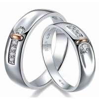 Doido爱度18K男戒5分女戒2分SI I-JS色情侣对戒-一生一世