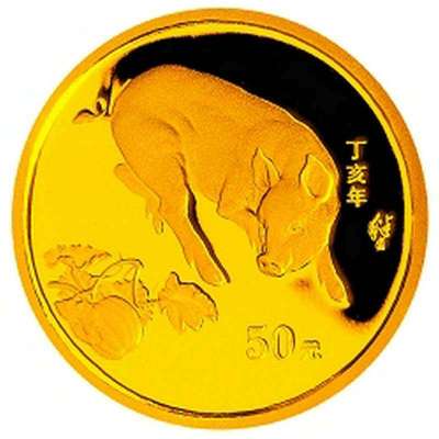 [中国金币]投资收藏金银币2007年猪年本色纪念金币1/10盎司