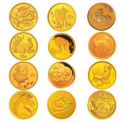 [中国金币]投资收藏金银币十二生肖本色纪念金币套装1/10盎司*12
