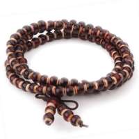 今上珠宝 印度小叶紫檀镶牙佛珠手链108*5mm