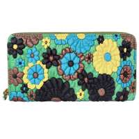 寇思兰Coaslin CL2030G 花之吻系列长款真皮压花手拿钱包 WD2030G 绿色