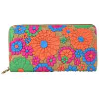 寇思兰Coaslin CL2030Y 花之吻系列长款真皮压花手拿钱包 WD2030Y 黄色