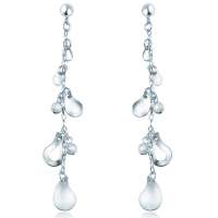 周生生 铂金(Pt950)铂金心影吊水滴耳环 45265e