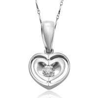 潮宏基正品 心爱 白18K金镶嵌钻石吊坠