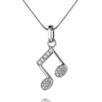 潮宏基正品 四分音符 18K金钻石吊坠