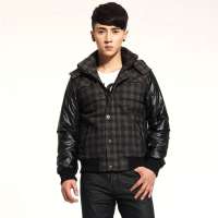 唐狮 男花格呢棉衣夹克11141106233190104(黑色M)