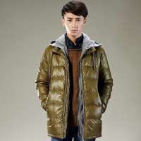 唐狮 男针织连帽涤纶中长款羽绒服61241107440151404(军绿M)