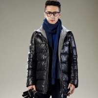 唐狮 男针织连帽涤纶中长款羽绒服61241107440190105(黑色L)