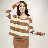 唐狮 女绞花短款毛衫61242104340481204(棕色M)