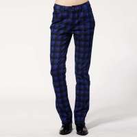 唐狮 女弹力休闲格子长裤11042209300561126(靛蓝26)
