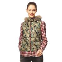 2012 秋冬新品 波司登 正品羽绒服 女休闲迷彩短款背心 B1201014128158(迷彩黄绿)160/84A