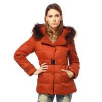 2012 秋冬新品 波司登 羽绒服正品 女修身腰带连帽短款 B120114012270(佛桔色)160/84A