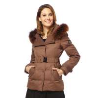 2012 秋冬新品 波司登 羽绒服正品 女修身腰带连帽短款 B120114012798(沙褐卡)165/88A
