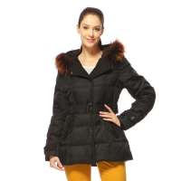 2012 秋冬新品 波司登 羽绒服正品 女修身腰带连帽短款 B1201140B12056(B黑色)155/80A