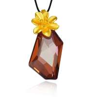 第可金饰千足金仿水晶吊坠暮光花园-君子兰