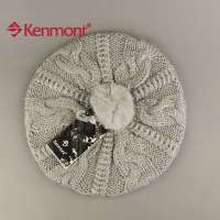 KENMONT凯蒙特 女士毛线帽子手工针织帽子KM-1121-10 浅灰色