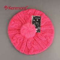 KENMONT凯蒙特 女士毛线帽子手工针织帽子KM-1121-39 西瓜红