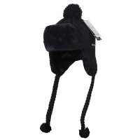 KENMONT凯蒙特 秋冬帽子长绒护耳帽毛线帽/针织帽女帽KM-1141-01 黑色