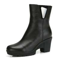 CAMEL 骆驼头层牛皮女中筒靴81058604,黑色,36