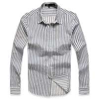 笛凡男装男式条纹长袖衬衫男式修身款衬衣长袖衬衫男C011蓝色L