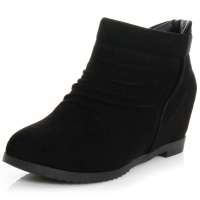 皮尔世绅冬季羊猄皮松紧带荣内里橡胶底平底女靴921907-1黑色36码