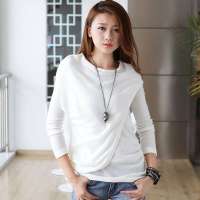 韩都衣舍 韩国女装圆领长袖纯色针织衫GL2026米白色 S