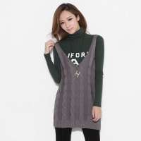 韩都衣舍韩国女装V领纯色无袖针织毛背心EJ2010炭灰色 L