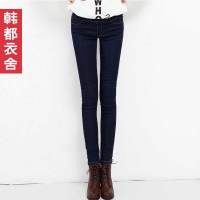 韩都衣舍韩国女装韩版纯色小脚牛仔裤MM2161蓝色 L