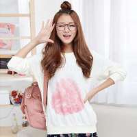 韩都衣舍韩国女装宽松型中长款圆领长袖卫衣JY2108米色 M