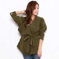 韩都衣舍韩国女装韩版纯色中长款风衣HC1469卡其色 S