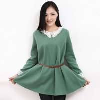 韩都衣舍韩国女装韩版女娃娃领长袖连衣裙HC1560绿色 M