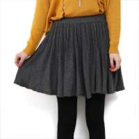 韩都衣舍韩国女装百搭针织大摆显瘦半身裙IG1542深灰色 M