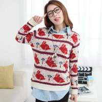 韩都衣舍韩国女装薄款圆领小兔子毛衣GW1153 象牙色S